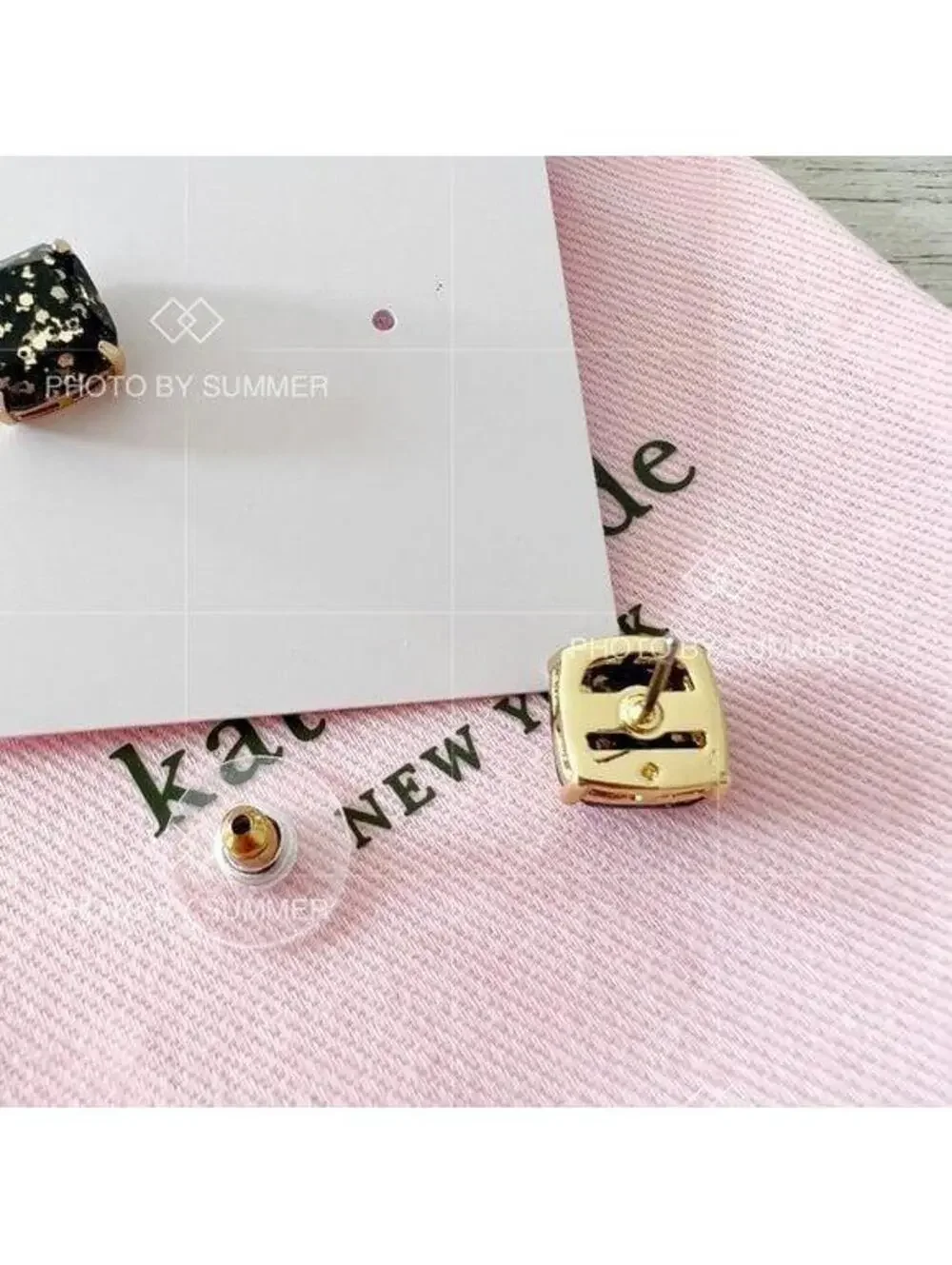 Kate Spade Mini Square Stud Earrings Black/ Glitter